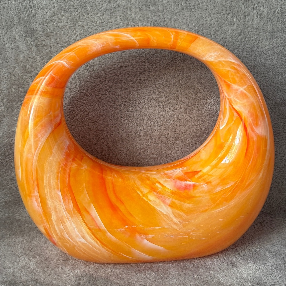 🧡 Acrylic Marble Handbag – Orange Swirl Beauty ✨